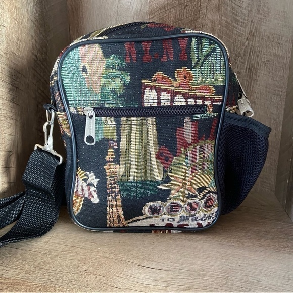 Vintage Tapestry Purse Bag Vegas Casino Crossbody Black - Picture 3 of 11